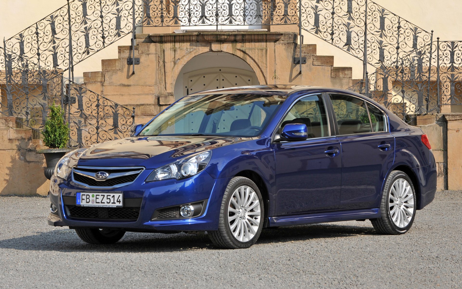 Subaru Legacy, Субару Легаси, синий, диски, асфальт, передок